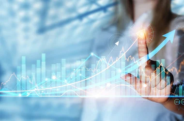 person tracking upward changing digital data