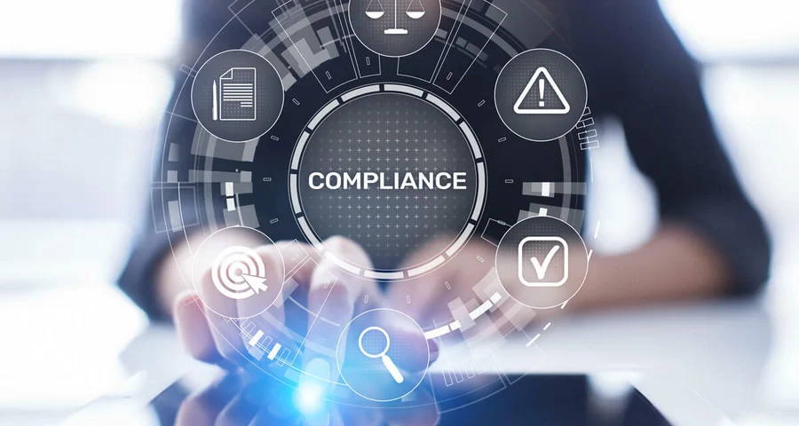person navigating background compliance on digital screen