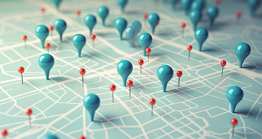 pinned locations on a map