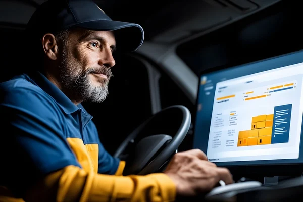 driver looking at DQ files on computer
