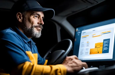 driver looking at DQ files on computer