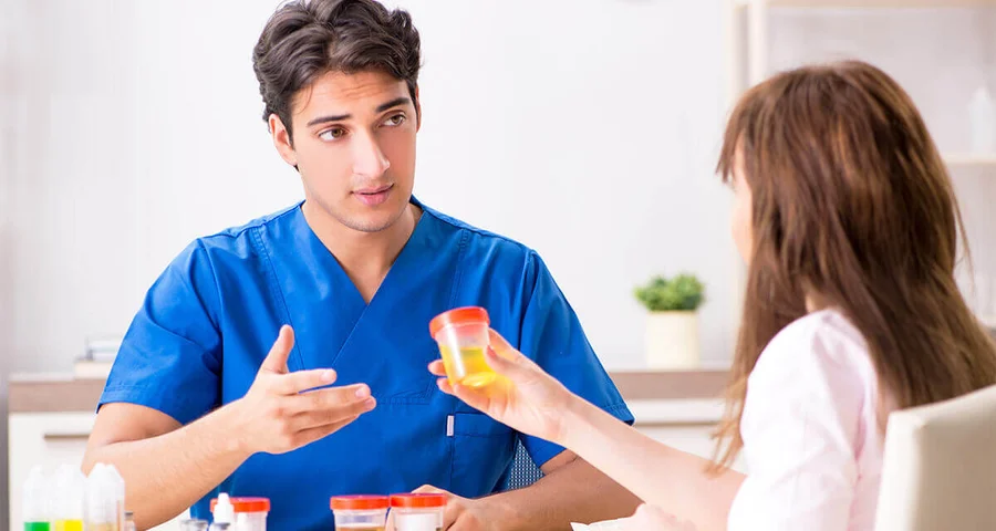 employee and collector for urine analysis direct observation collection