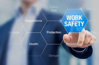 businessman selecting work safety icon
