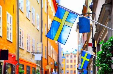 Swedish flag in a street
