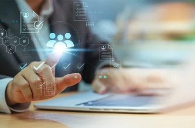 person selecting a virtual representation of a candidate
