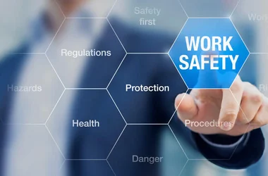 businessman presenting work safety concept