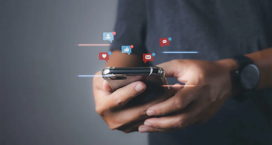 Person using a phone for social media