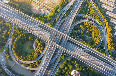aerial view of highway