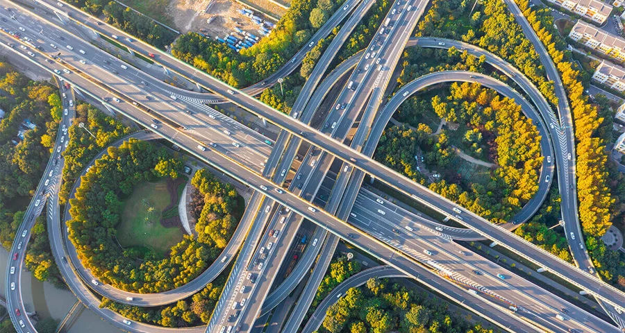 aerial view of highway