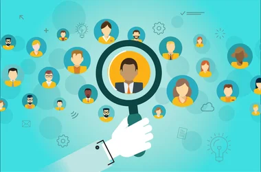 Magnifying glass highlighting a candidate for employment