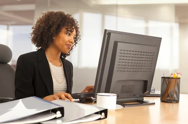 Business woman working at computer