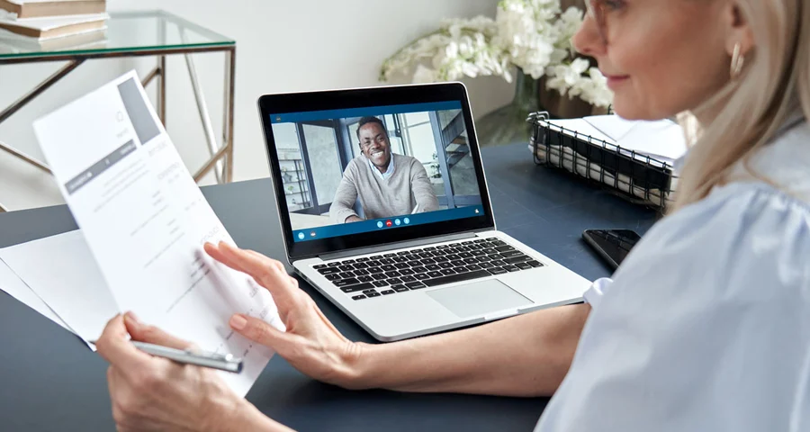 HR conducting virtual interview with job candidate