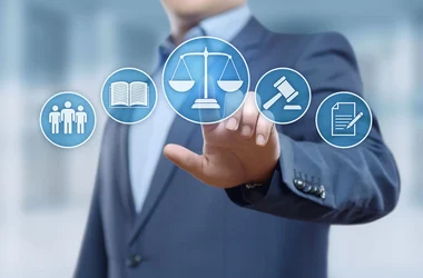 man selecting compliance and law icons