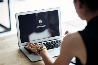 woman working on laptop