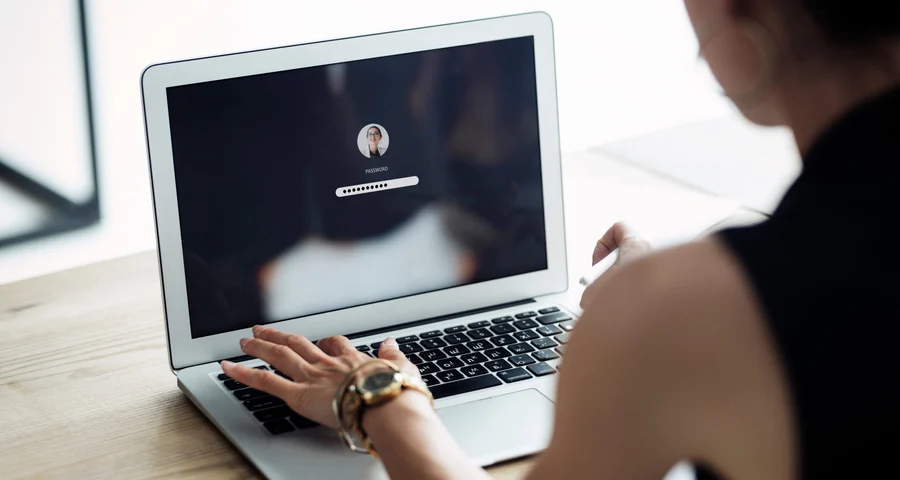 woman working on laptop