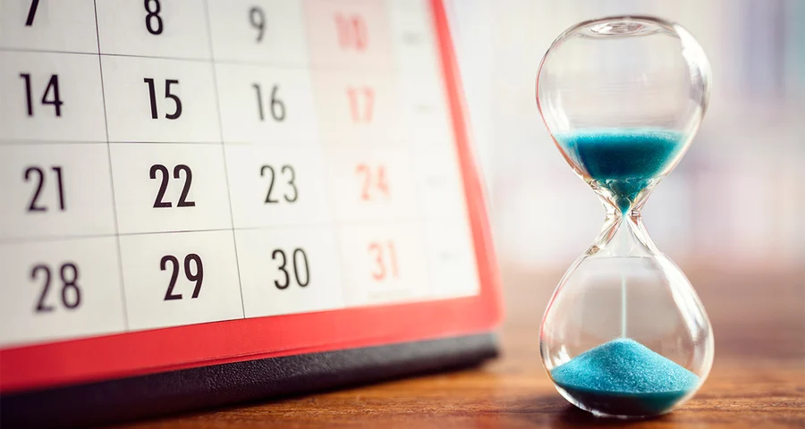calendar and hourglass