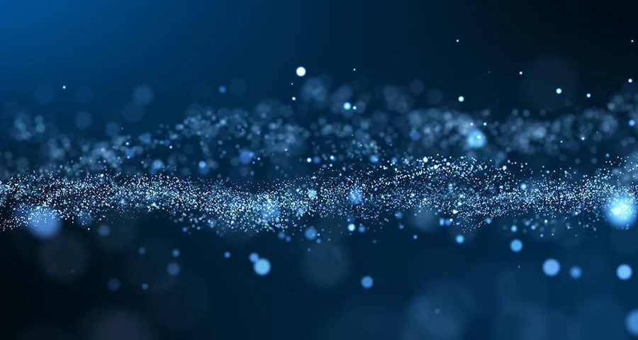 illustration: blue sparks floating in a dark background