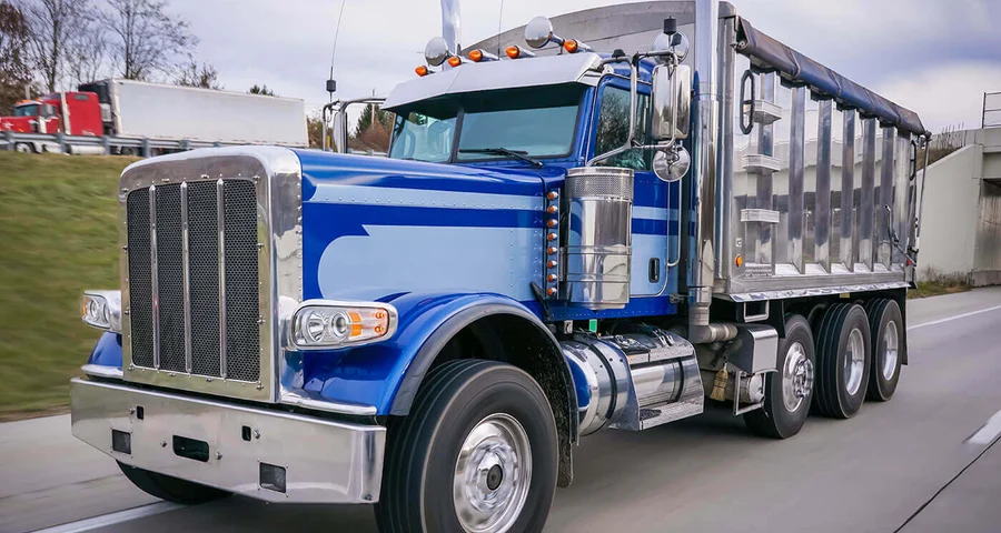 Large truck transporting heavy materials