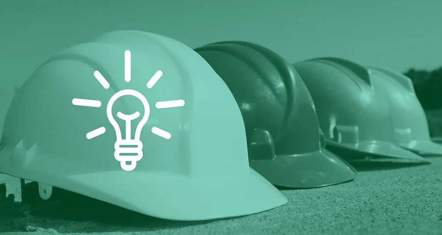 construction helmets with a lightbulb icon