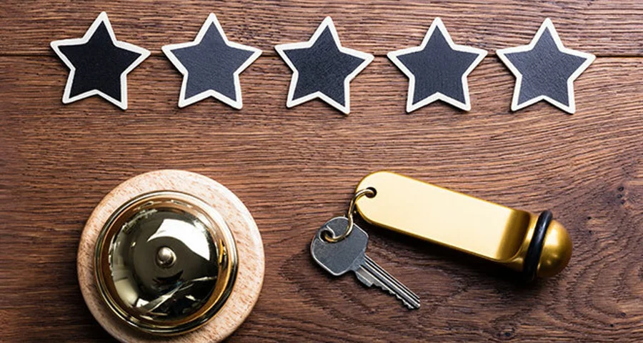 hotel keys and desk bell for hospitality industry