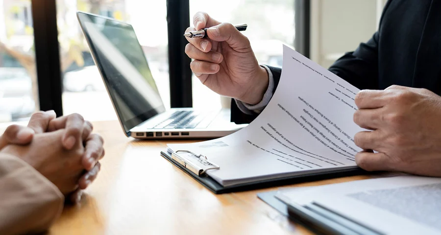 business professional conducting interview