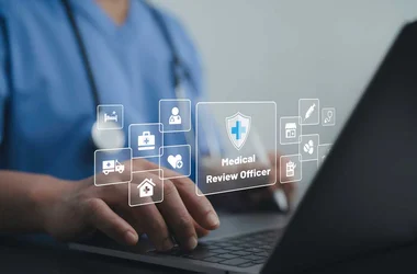 Medical professional using digital technology to manage quality healthcare services. Quality drug test evaluation and management