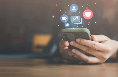 person using social media on phone