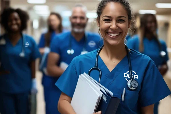 DISA nurses walking towards the camera ready to report for duty