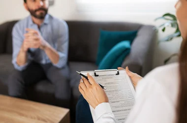 substance abuse professional (SAP) talking to patient