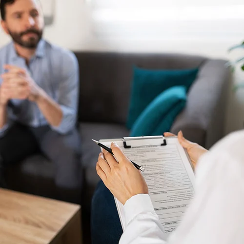 substance abuse professional (SAP) talking to patient