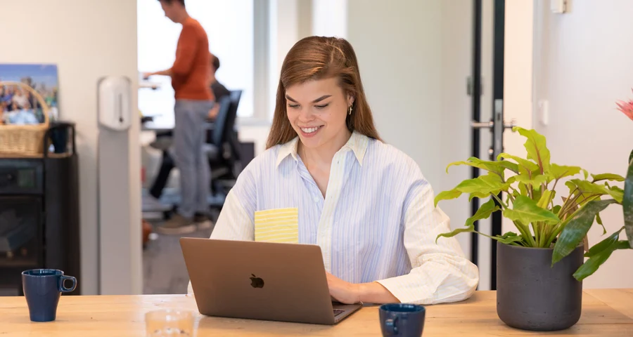 DISA colleague checks references on laptop