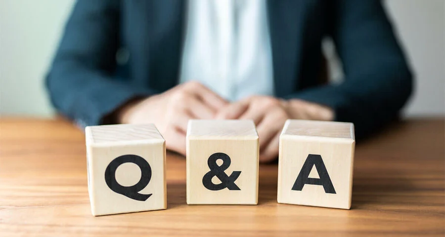Wooden blocks with Q & A printed on them