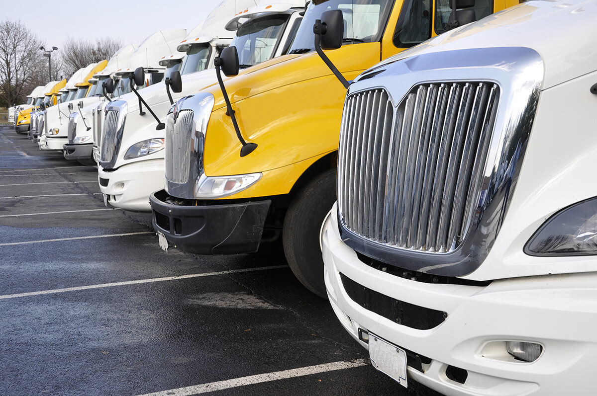 Truck fleet parked in a lot ready for an entry-level driver