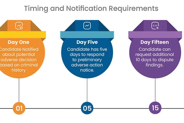 timelines showing timing and notification requirements for the ULAC Fair Chance Ordinance