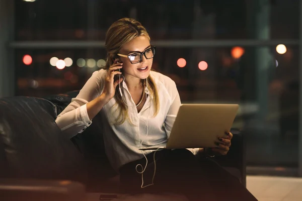 woman on a conference call at home.