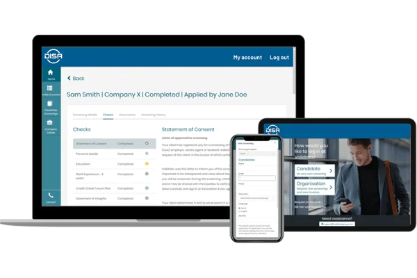 Screens with DISA:s software for background screenings