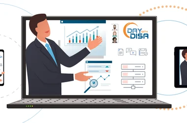 Illustration: virtual conference speaker presenting at Day with DISA