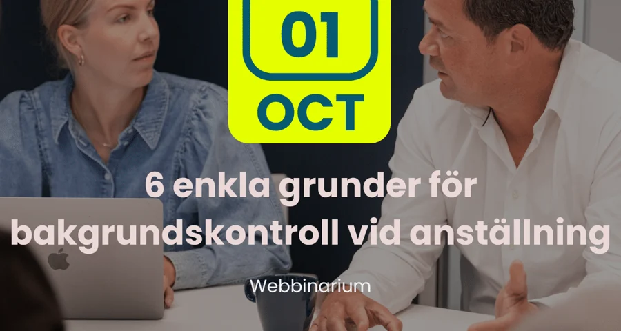 inbjudningskort till Webinar: 6 enkla grunder för bakgrundskontroll vid anställning